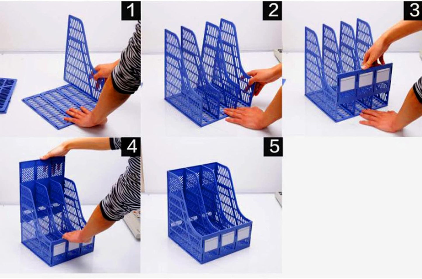 File Organiser Holder / Magazine File Holder – 3 & 4 Compartment Plastic Desk Organiser