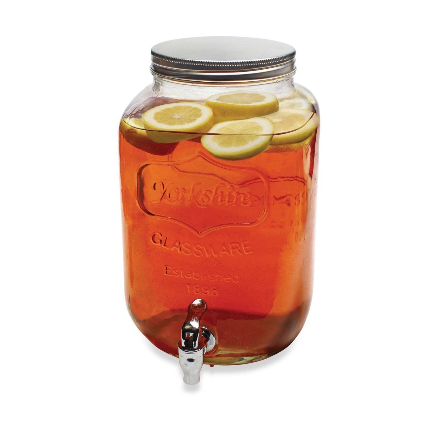 4L Glass Beverage Dispenser With Stainless Steel Lid & Spigot – Cold Drinks Server