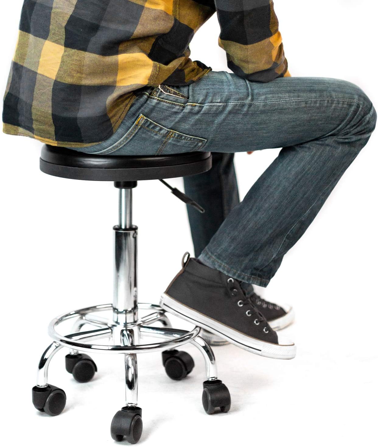 MFurn Adjustable Rolling Stool with Wheels