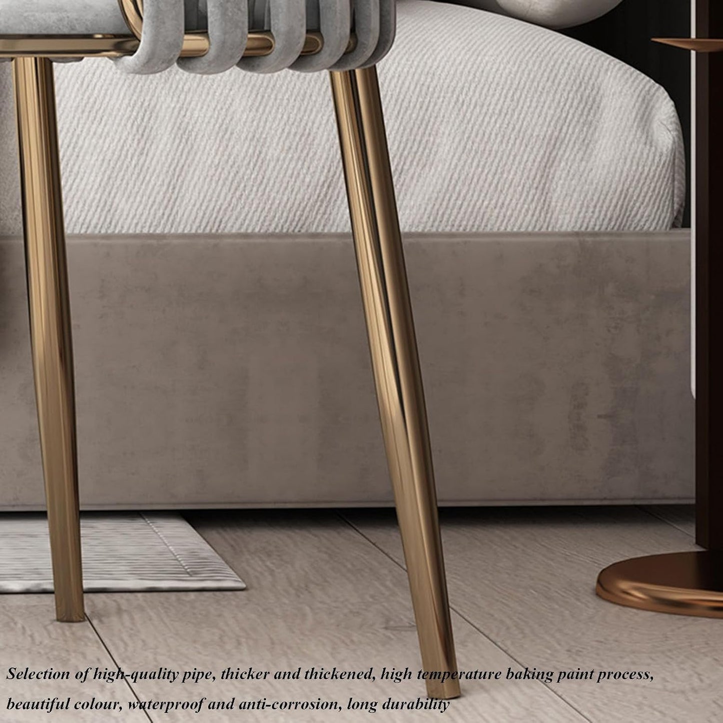 MFurn Braided Velvet Dining Chair with Gold Metal Frame