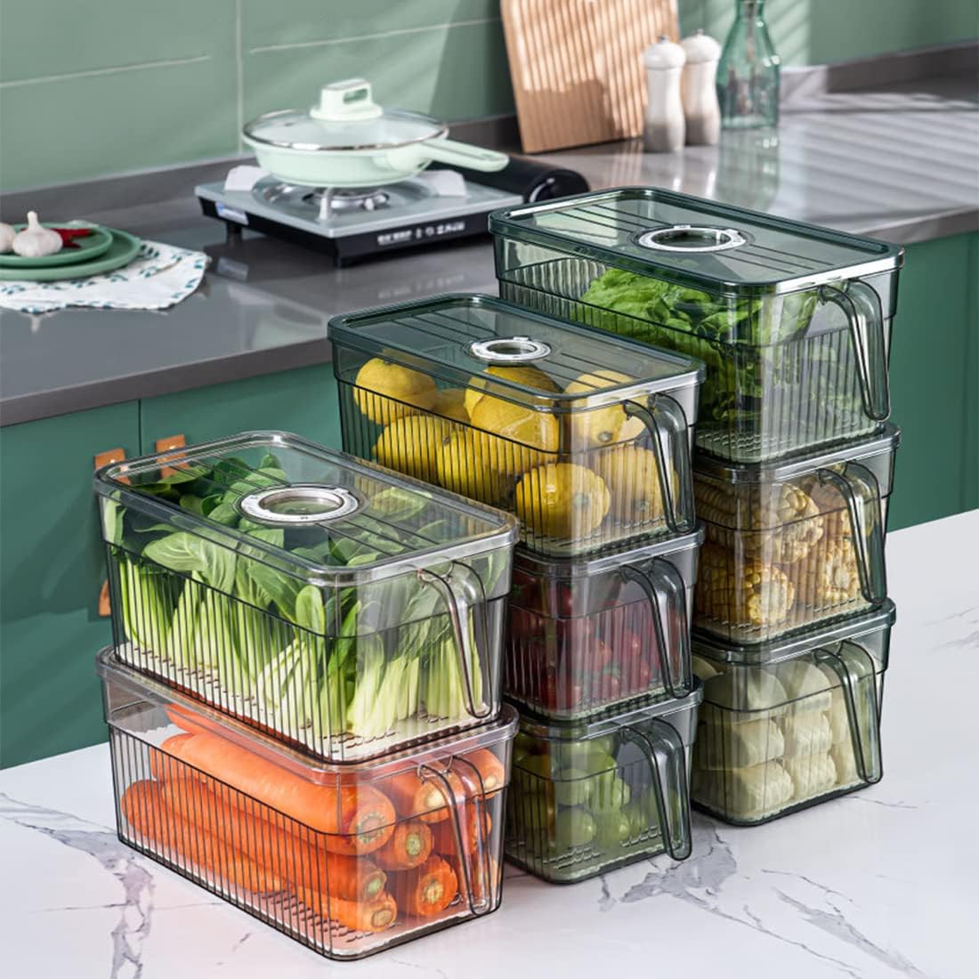 MHome Refrigerator Storage Box with Lid & Handle – Fresh Keeping Fridge Organiser