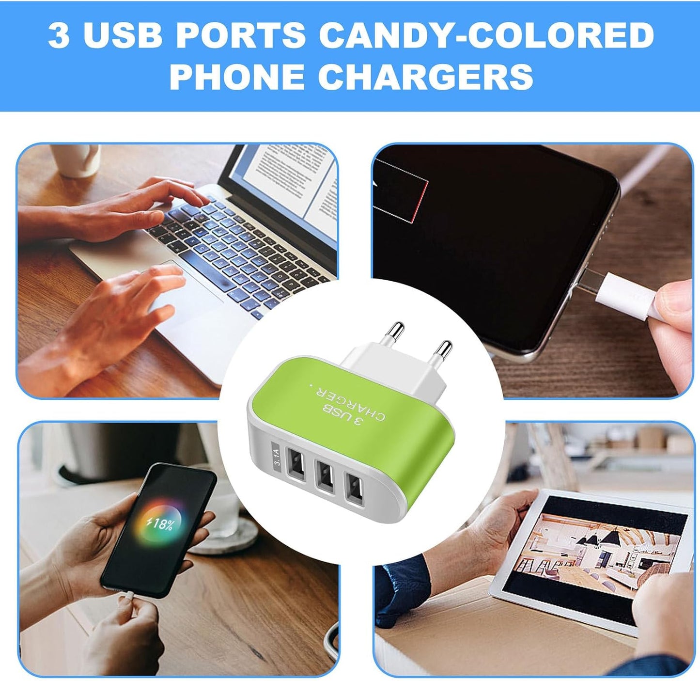 MTech USB Multiport Charger – 3-Port Luminous Intelligent USB Charging Pad (220V)