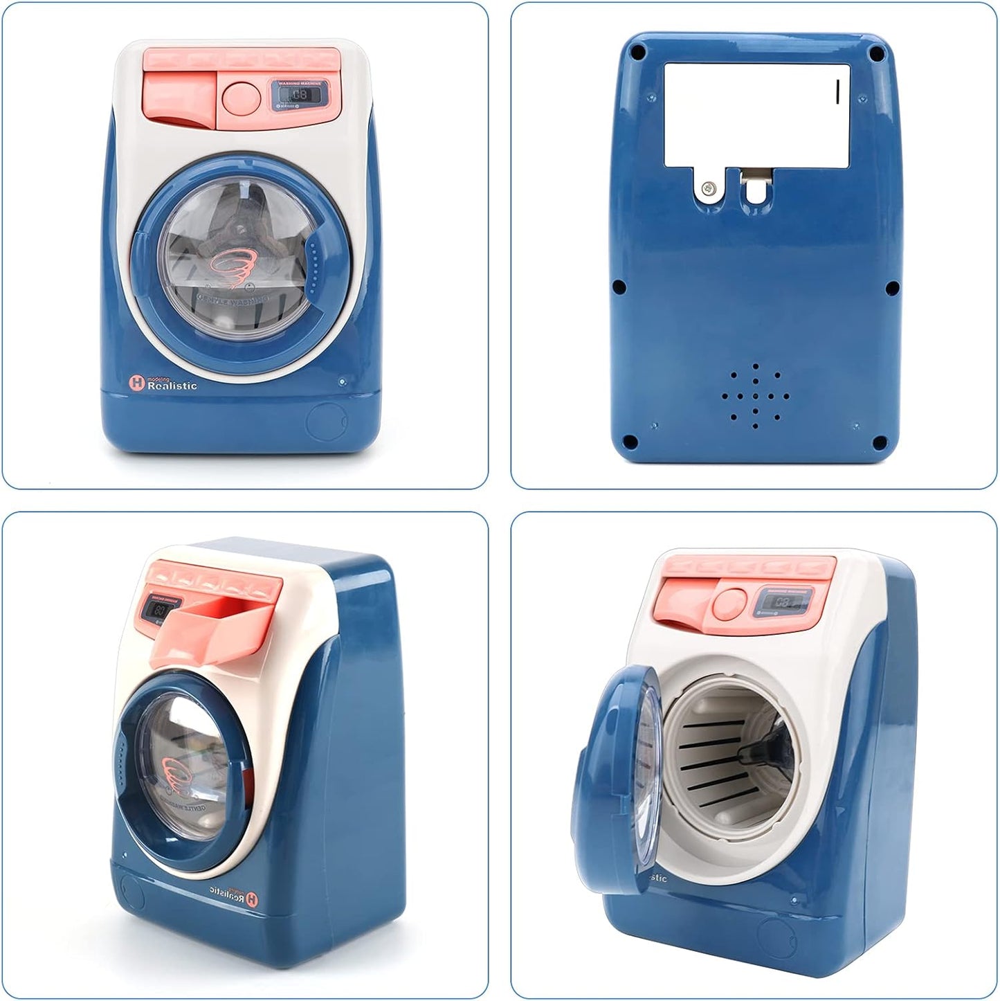 Kids Mini Simulation Washing Machine Toy - Battery Operated Laundry Play Set with Realistic Sounds & Lights