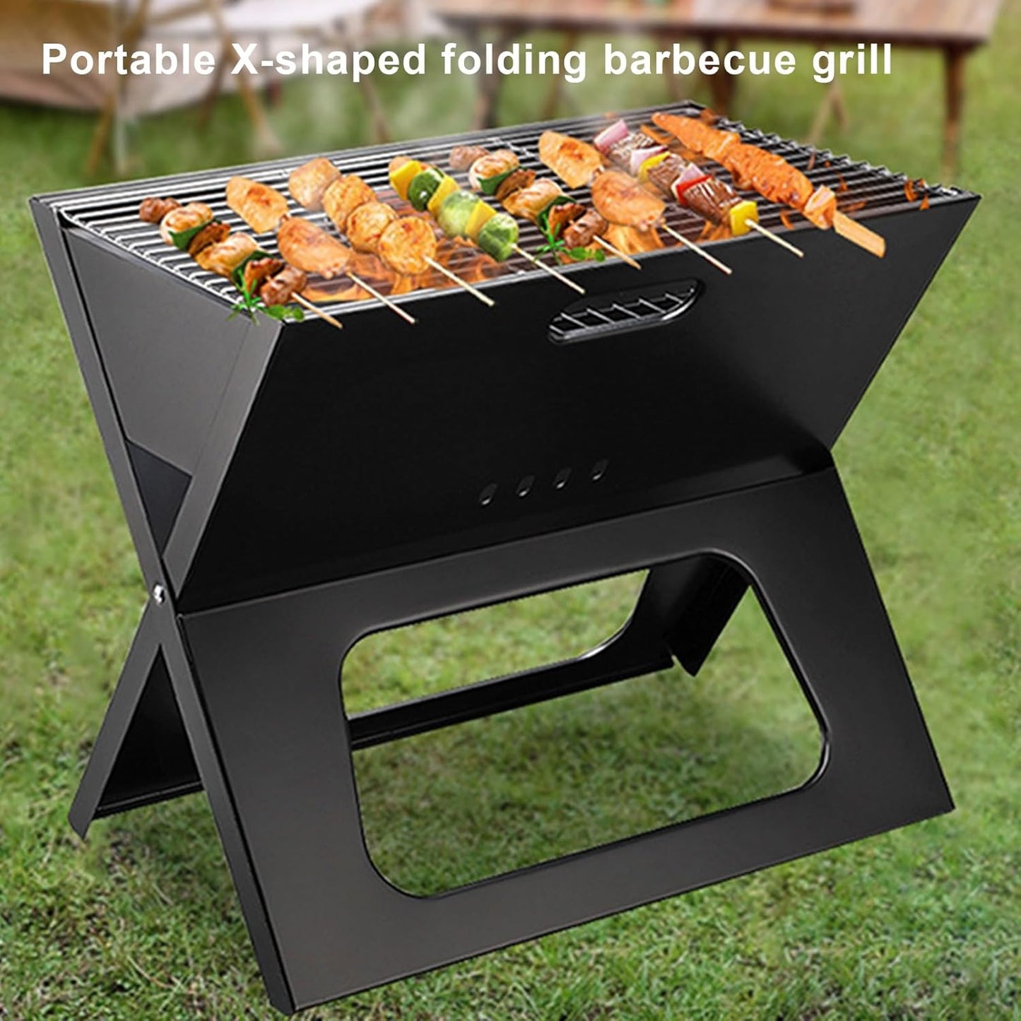 MHome Portable Outdoor Fire Pit & Folding Charcoal Grill – Stainless Steel Mini BBQ for Camping, Travel & Picnics