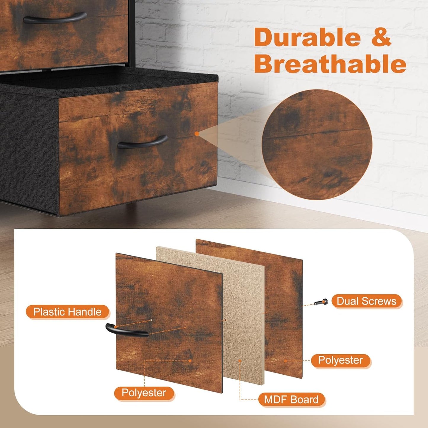 MFurn Fabric Storage Drawer Cabinet | Multi-Purpose Dressing Table & Closet Organizer