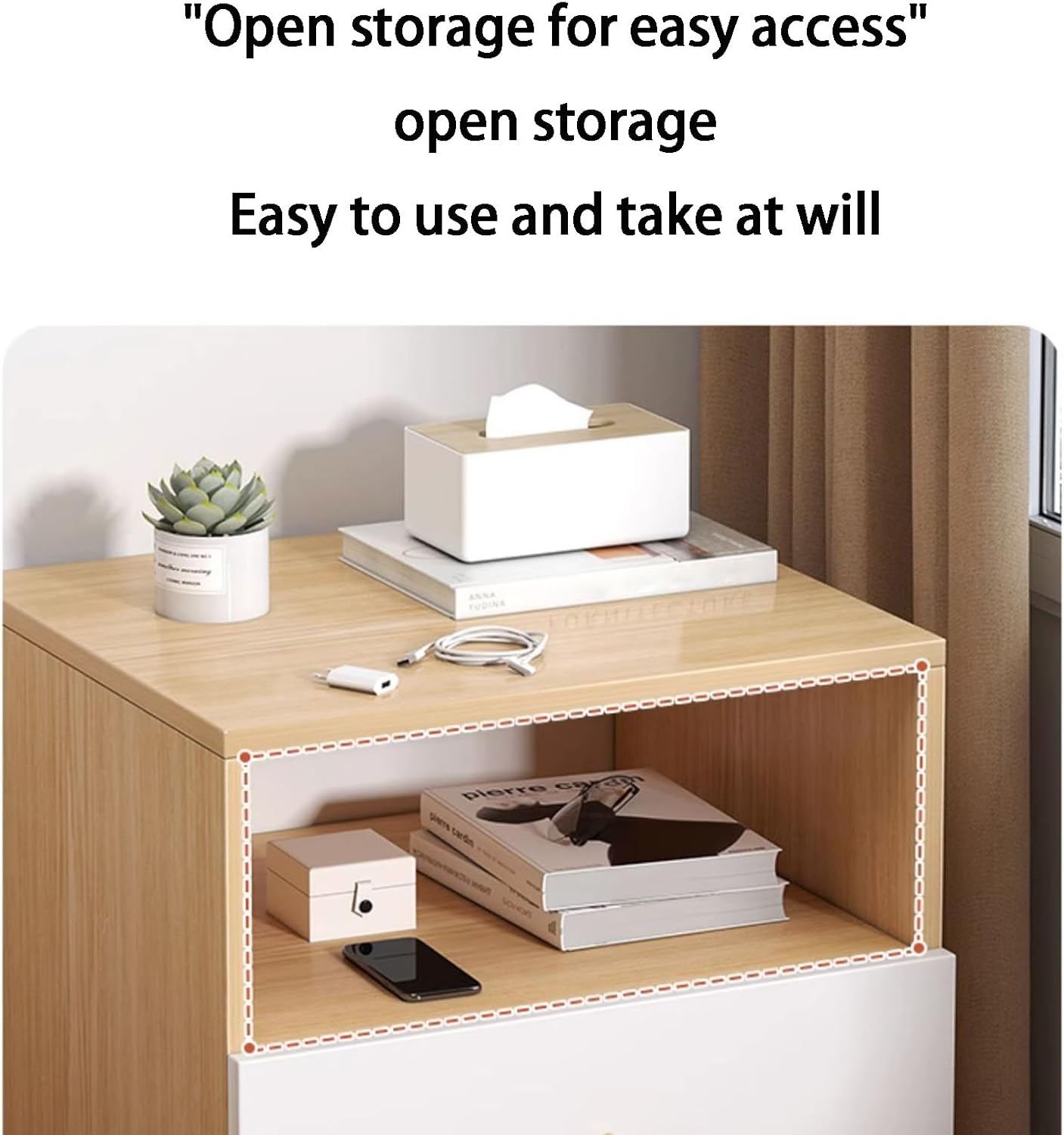 MHome Modern Single-Drawer Nightstand – Scandinavian Minimalist Design