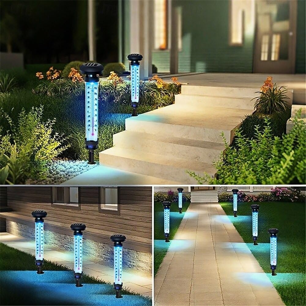 MHome Solar Garden Thermometer Light LED Stake with Remote Control IP65