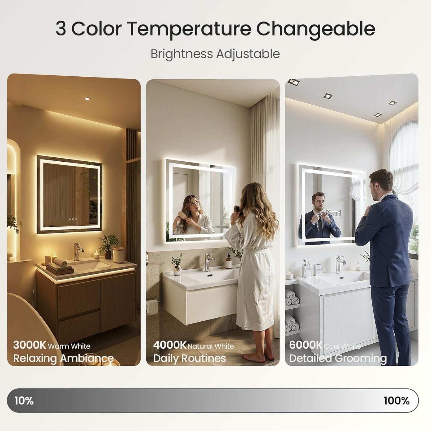 MHome 60 × 80 cm Frameless LED Bathroom Mirror with Lights
