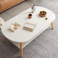 MFurn Modern Wooden Coffee Table with Storage Shelf – Oval Living Room Center Table