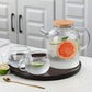 MHome Glass Water Pitcher with Bamboo Lid and Filter – 1.5L High Borosilicate Beverage Jug
