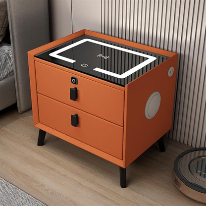 Smart LED Side Table with Wireless Charging, Bluetooth Speaker & Storage Drawers
