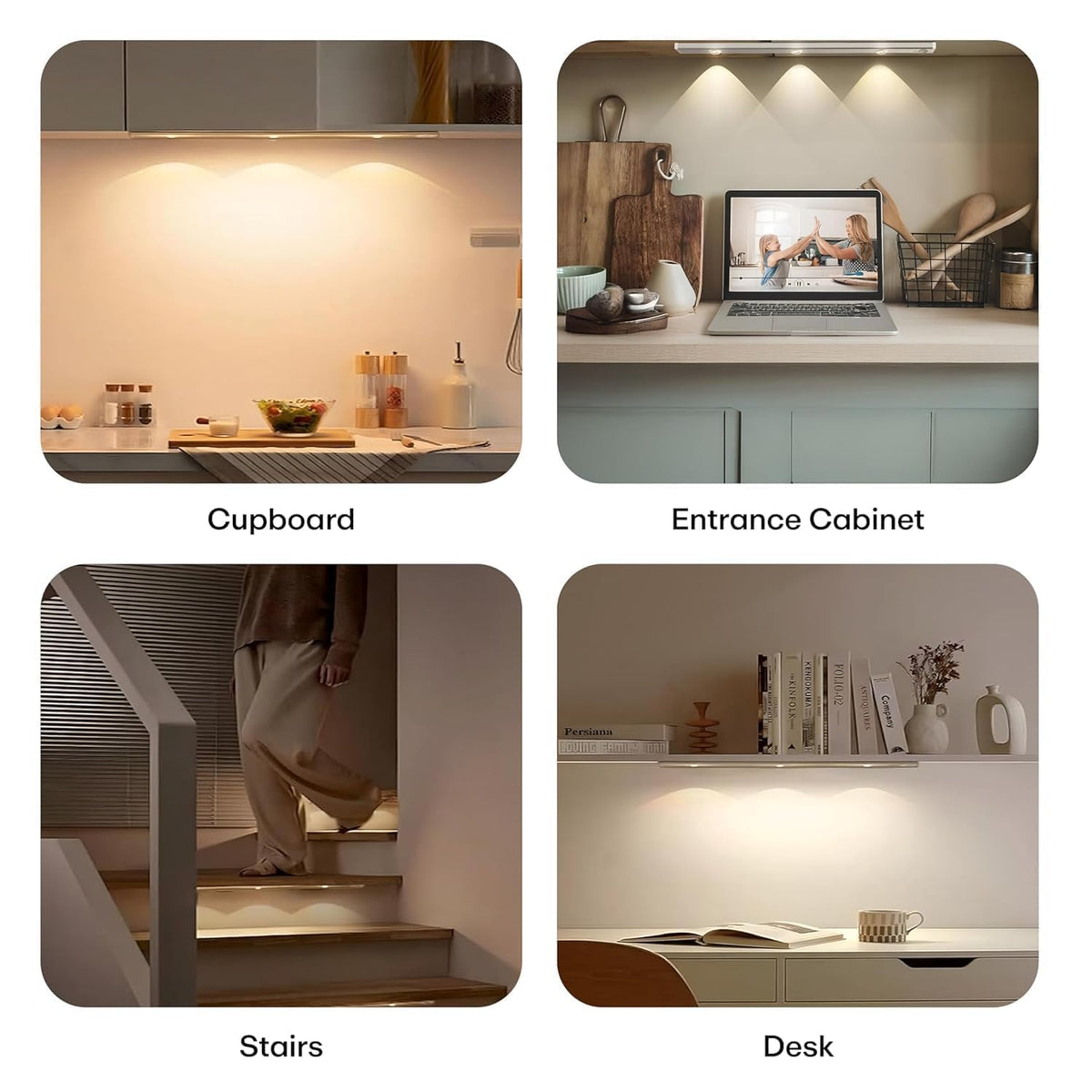 MHome 40cm Rechargeable LED Cabinet Light with Motion Sensor and Triple Cat’s Eye LEDs