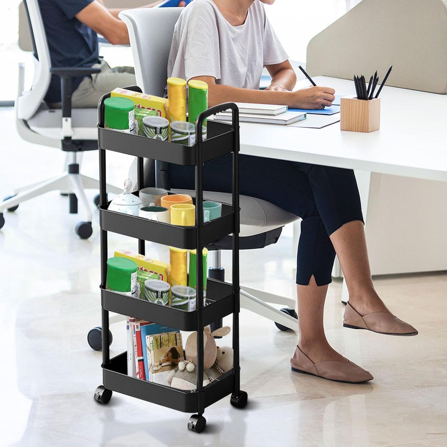MFurn 3 Or 4-Tier Rolling Storage Trolley Cart – White, Yellow Or Black