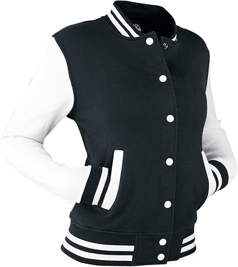2-Tone Varsity Bomber Jacket – Baseball Style Quilted Winter Coat with Multi-Pockets