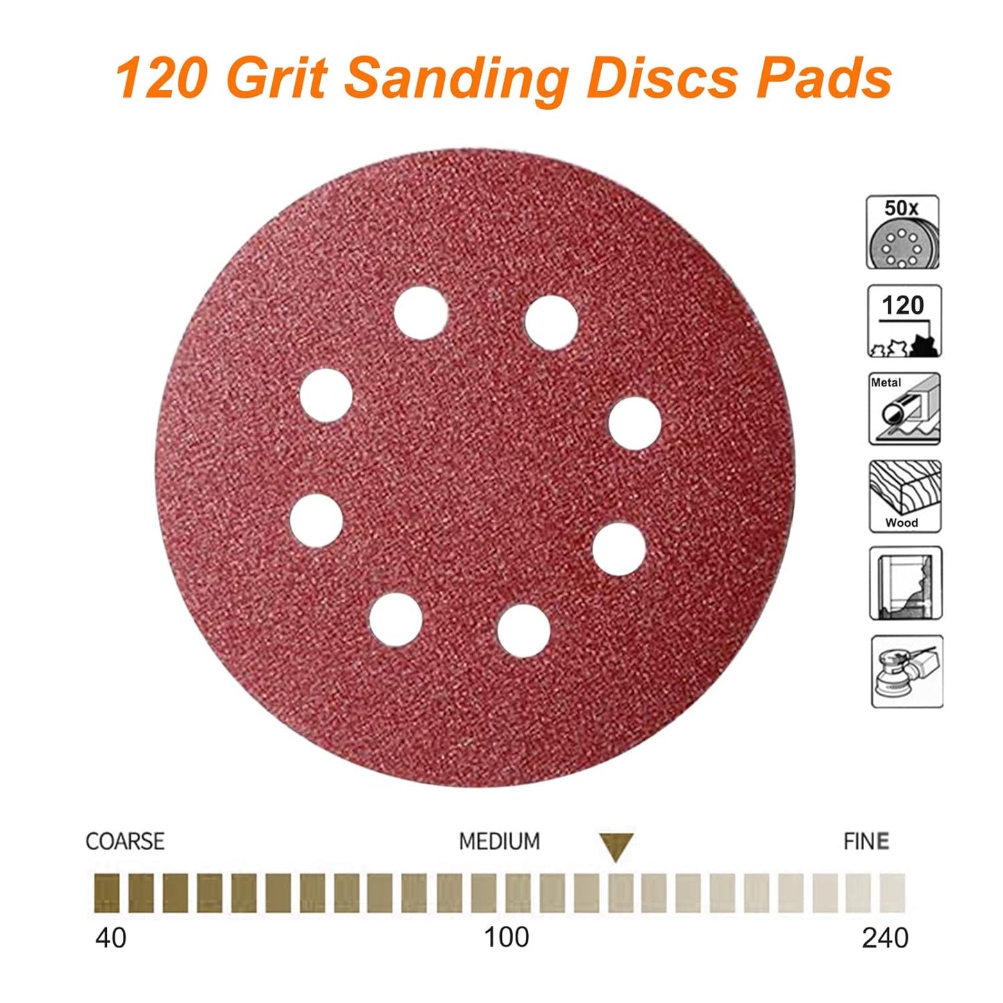 Velcro Sanding Discs With Holes 125mm-each