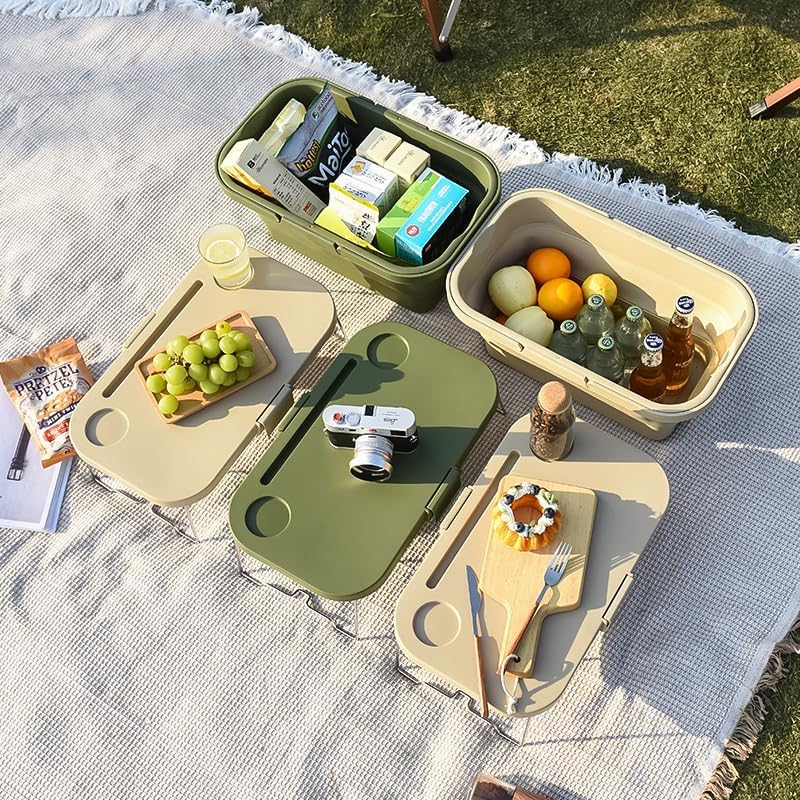 MHome Foldable Silicone Storage Bucket with Lid – Multi-Purpose Picnic & Organizer Box