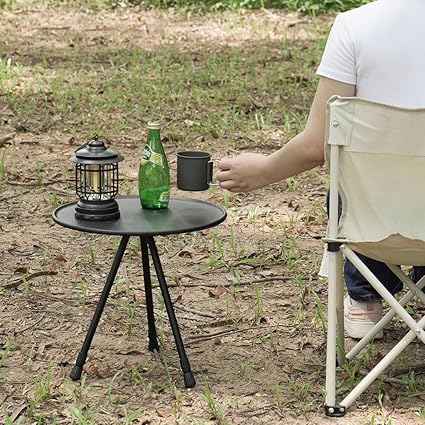 Round Foldable Camping Table Two Level Adjustment Aluminum Alloy Portable
