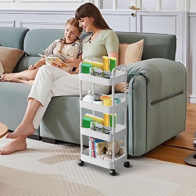 MFurn 3 Or 4-Tier Rolling Storage Trolley Cart – White, Yellow Or Black