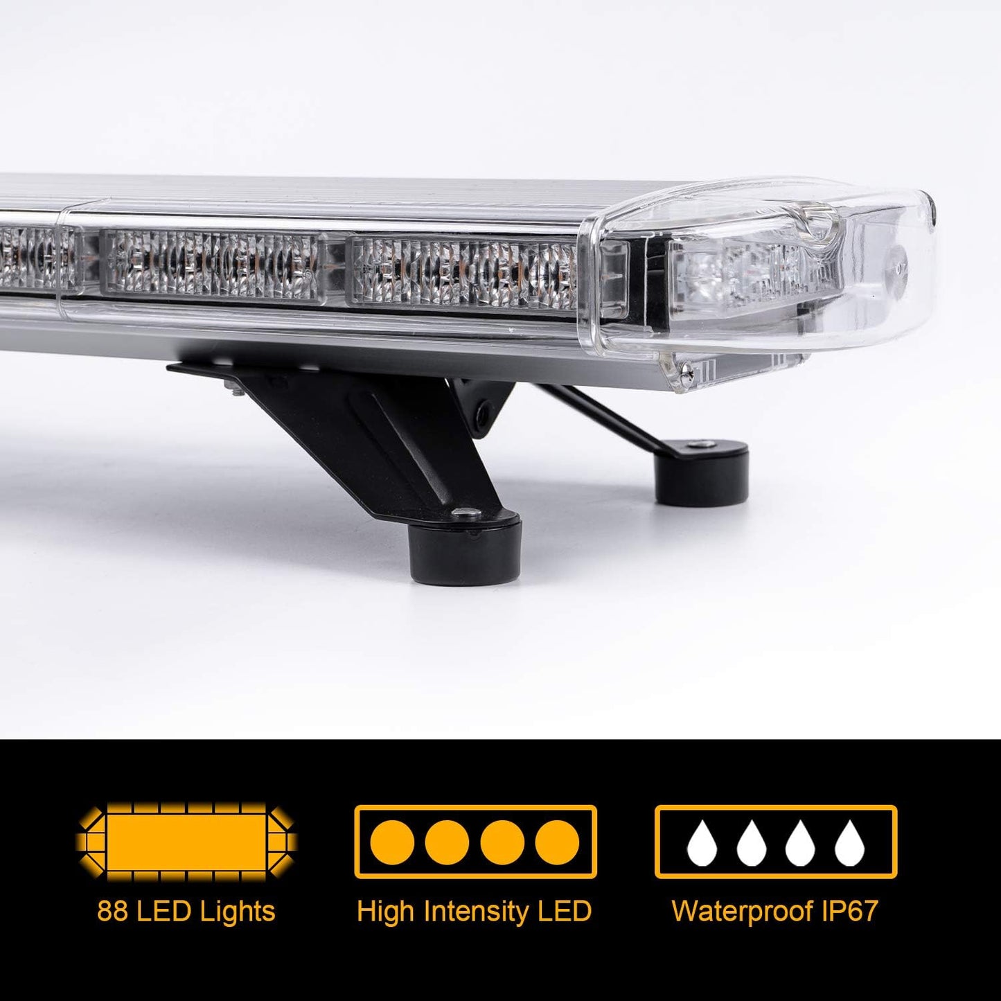 1.2-Meter Police Light Bar – White & Amber LED Strobe 47" (1200mm)