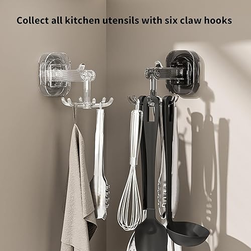 MHome Wall & Ceiling Rotary Hook – 6-Claw Swivel Suction Hook for Bathroom & Kitchen Storage