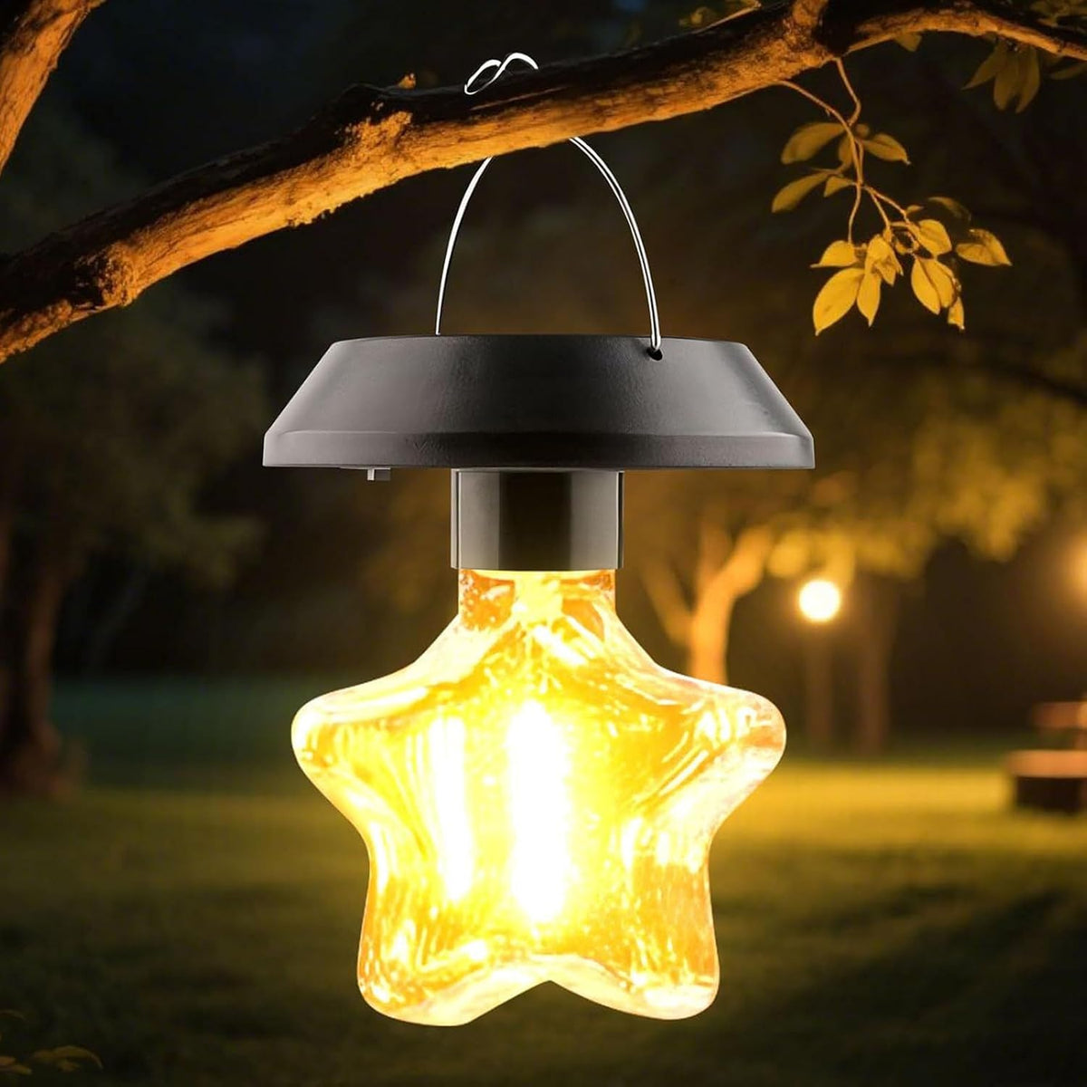 MHome Outdoor Solar Star Lantern, Warm Light LED Garden Light