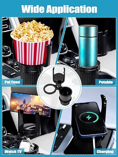All Purpose Car Cup Holder, 2 in 1 Car Cup Holder Expander Adapter, Multifunctional Car Cup Holder, 360 Rotating Car Cup Holder