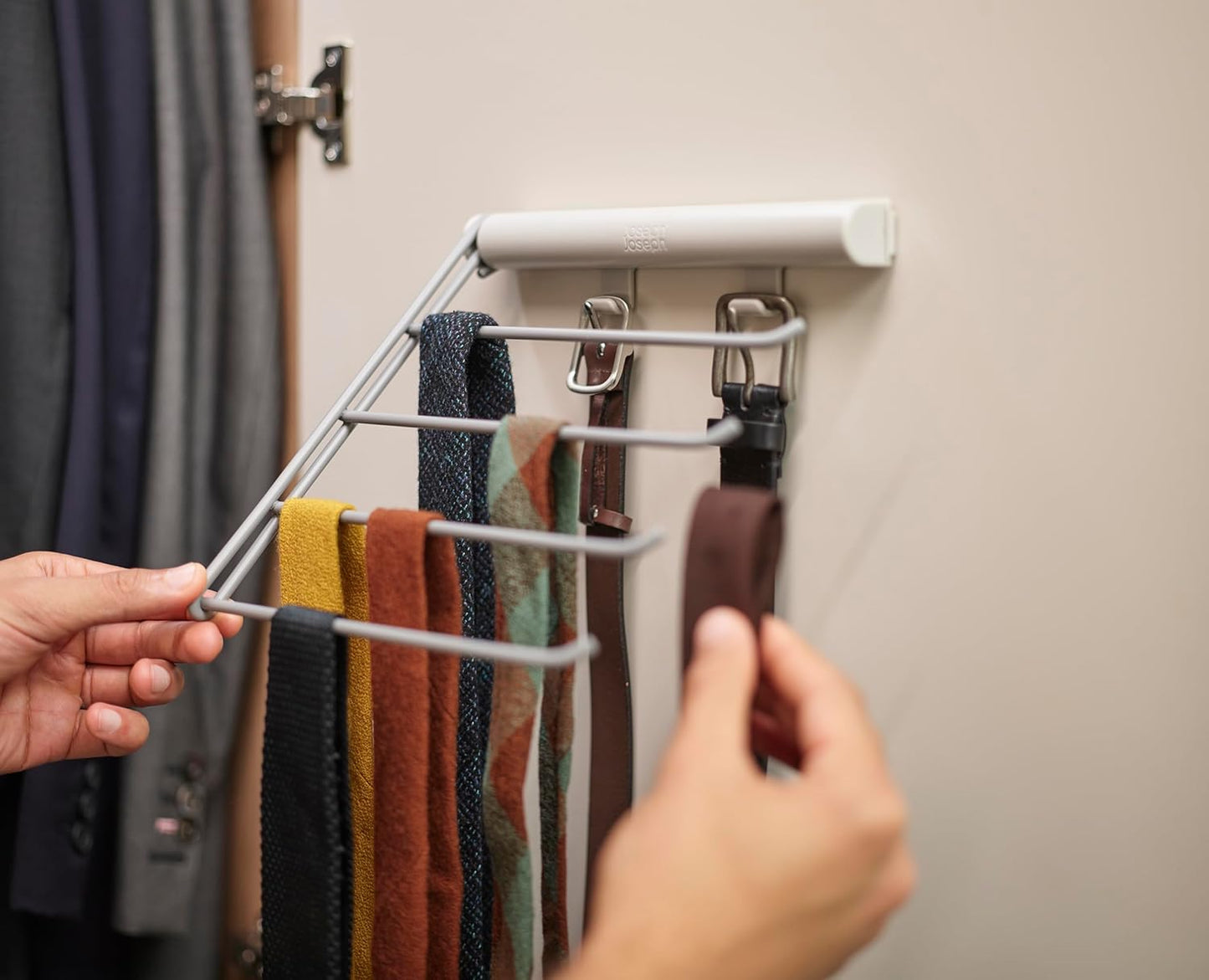 MHome Orderly Belt, Tie & Scarf Hanging Organizer – 4 Rack Wardrobe Accessory Storage