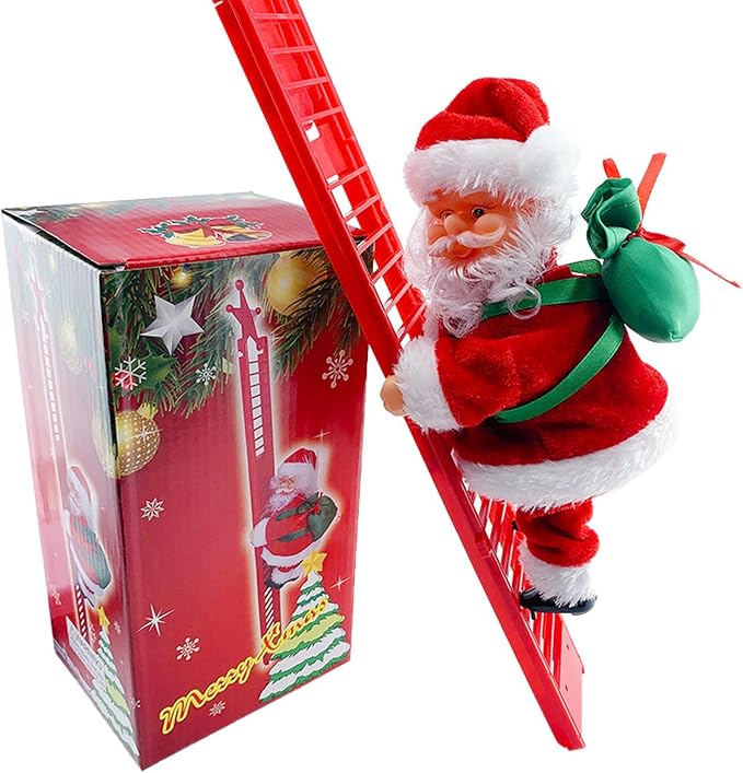 Flying Somersault Santa Claus Hanging Ornament, Musical Parachute Christmas Decoration