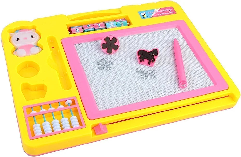 Double Sided Magnetic Slate Whiteboard and Blackboard with Chalk, Duster and Stylus