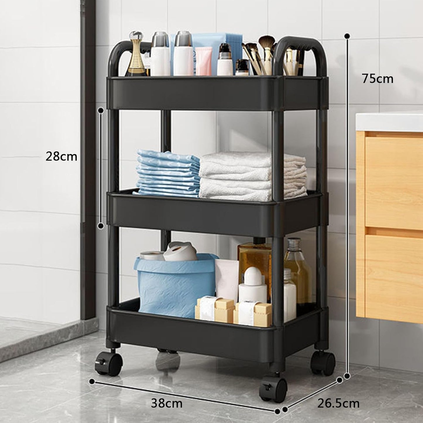 MFurn 3 Or 4-Tier Rolling Storage Trolley Cart – White, Yellow Or Black