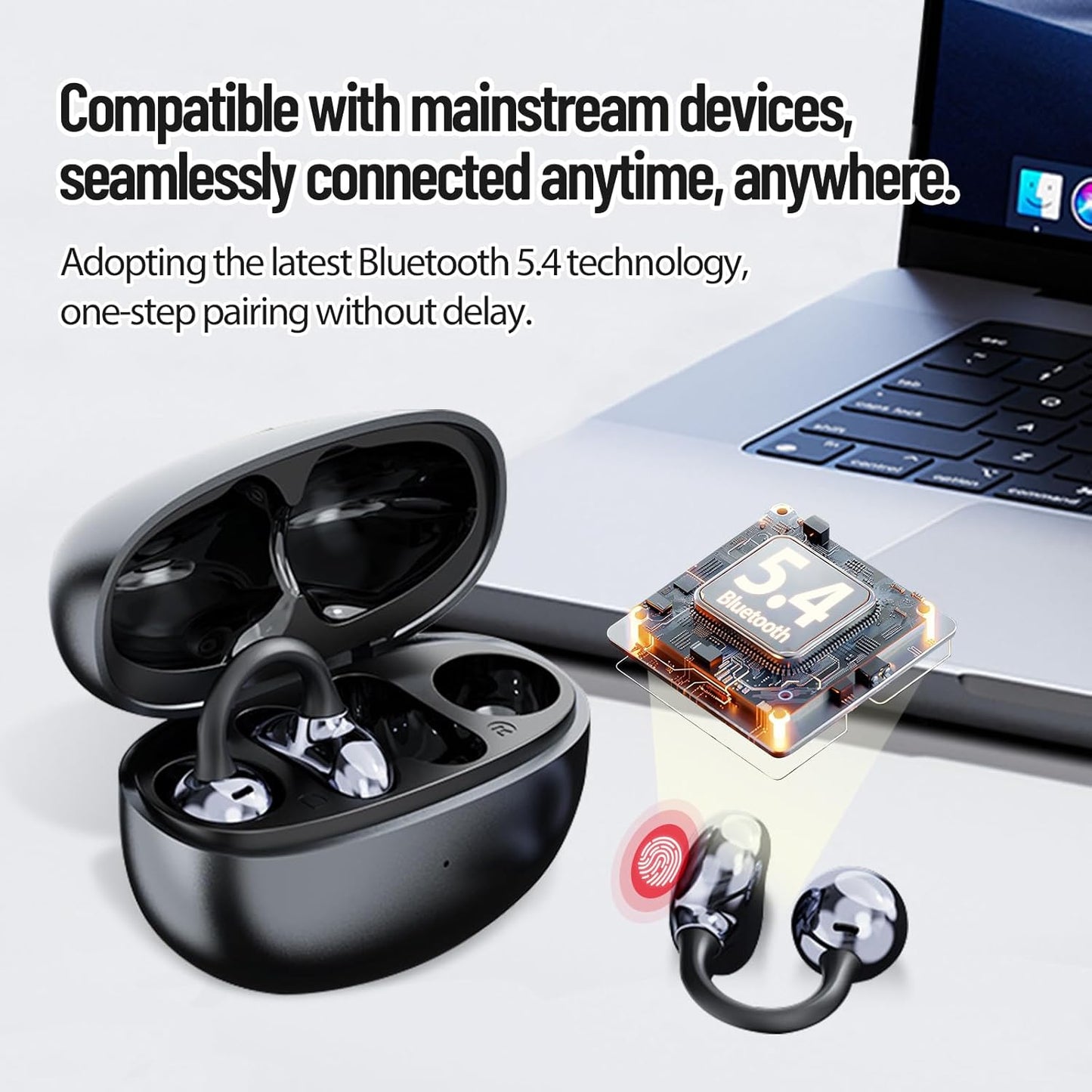 Open-Ear Wireless Earbuds – Bluetooth 5.4, ENC Noise Cancelling Mic, 40H Battery