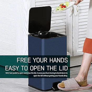 Household Stainless Steel Foot Pedal Rectangular Bin 10L