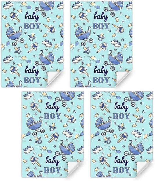 Baby Boy Gift Wrapping Paper 1 Sheet & Matching Tag