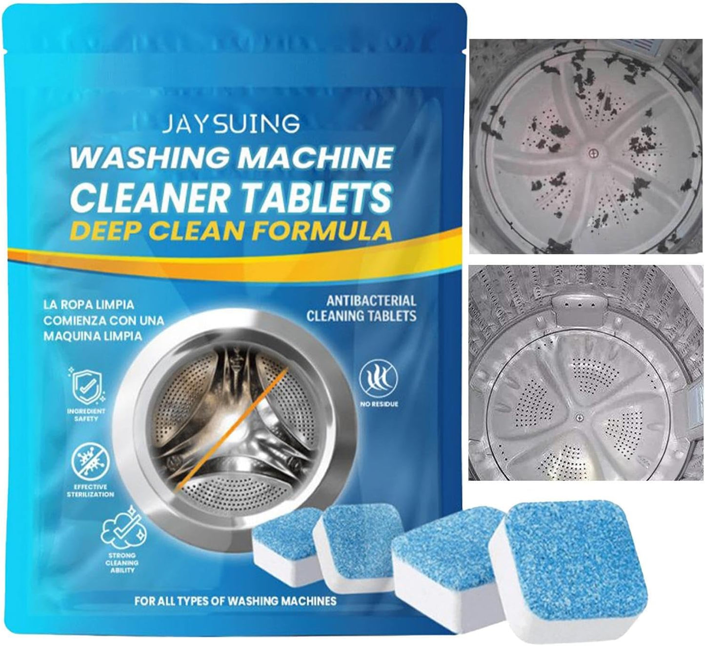 Cleaning Tablet Eliminate Odor, Deep Cleaning, Instant Clean for Front Load Washing Machine