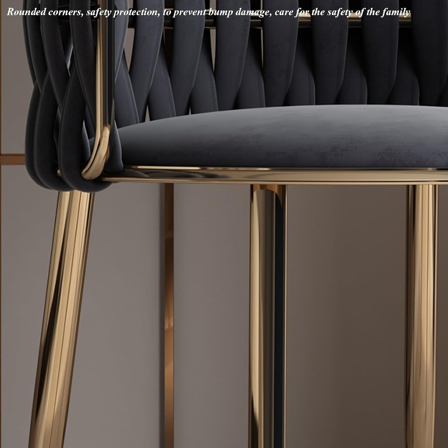MFurn Braided Velvet Dining Chair with Gold Metal Frame