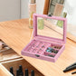 MBEAUTY Velvet Jewelry Organiser Box with Glass Lid & Adjustable Compartments