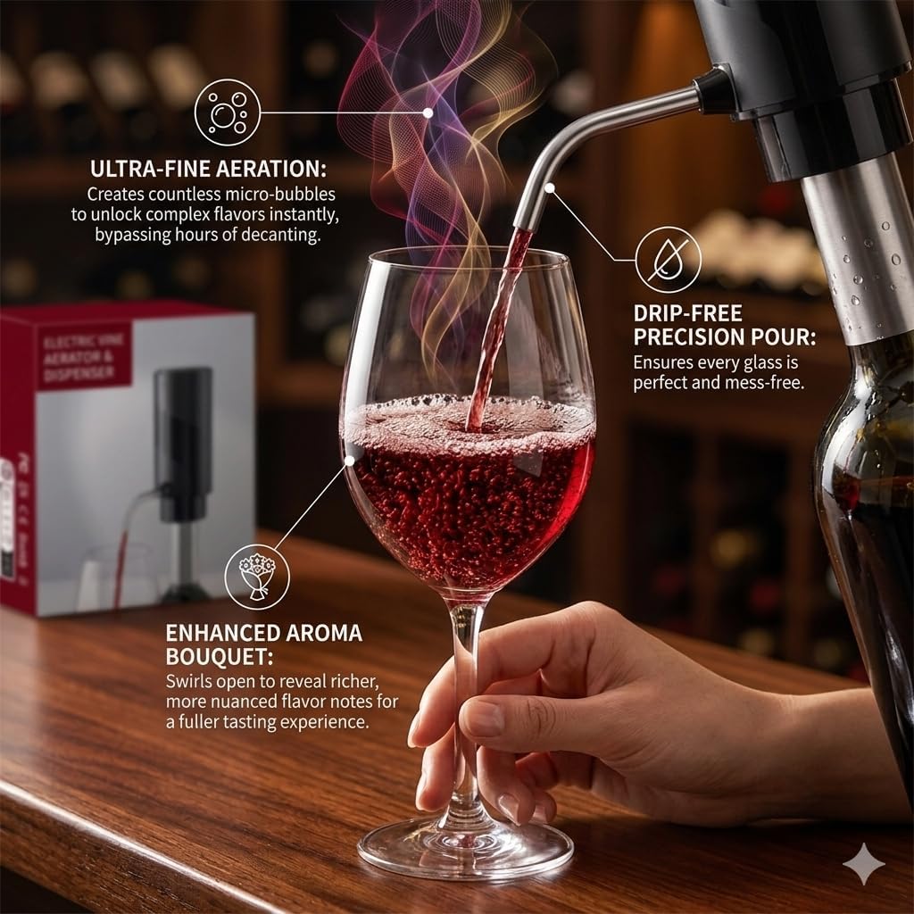 Electric Wine Aerator & Dispenser – Rechargeable Wine Pourer