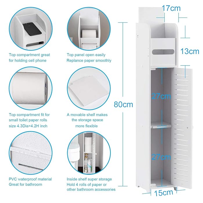 Toilet Paper Holder Cabinet with Door on Foot