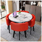 MFurn Modern Nordic Round Dining Table Set – 5pc Marble Look MDF Table with 4 PU Leather Chairs