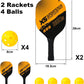 Pickle Ball Set, 2 Wooden Paddle Rackets with 4 Balls