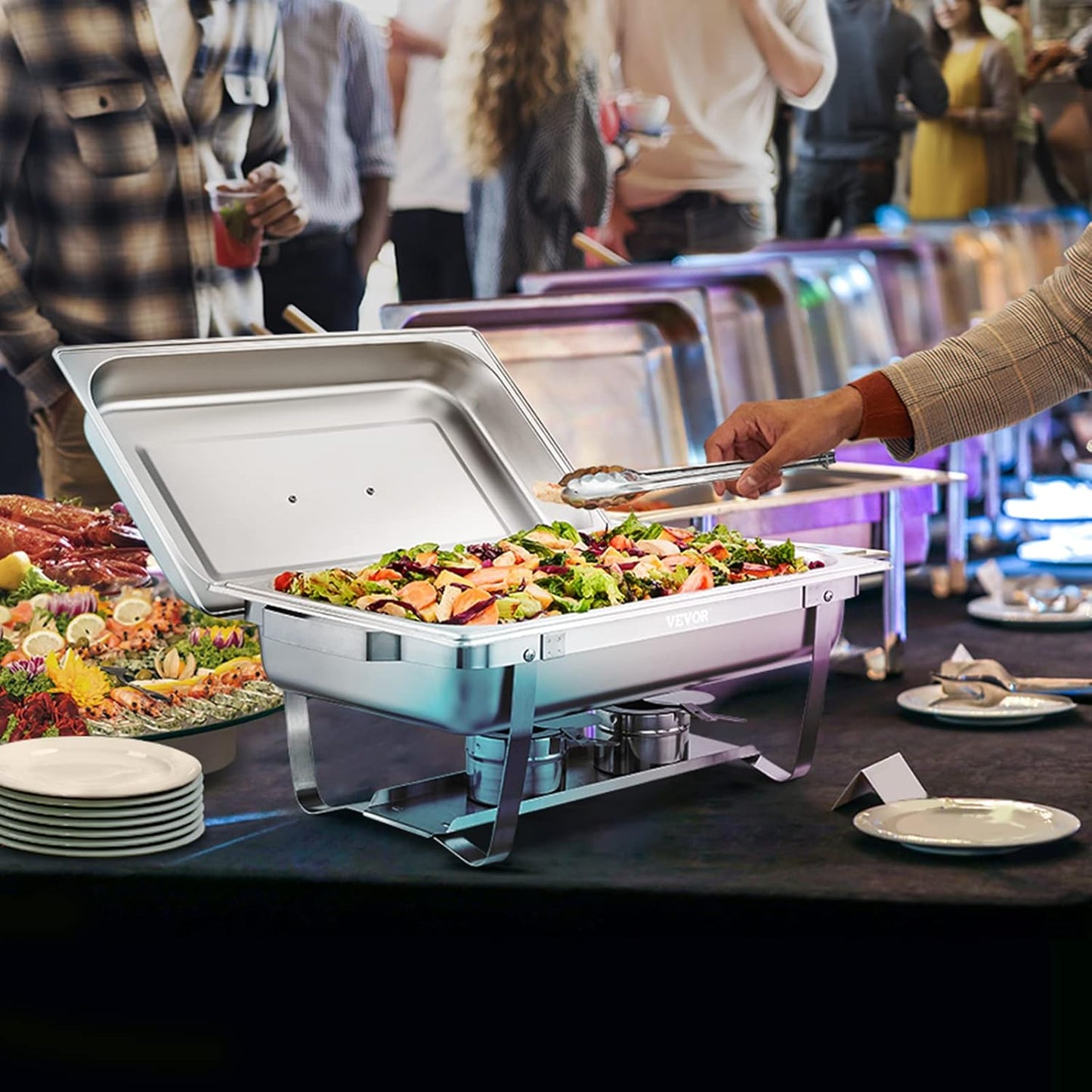 Stainless Steel Chafing Dish 10L – Double Tray Buffet Food Warmer with 2 Burners