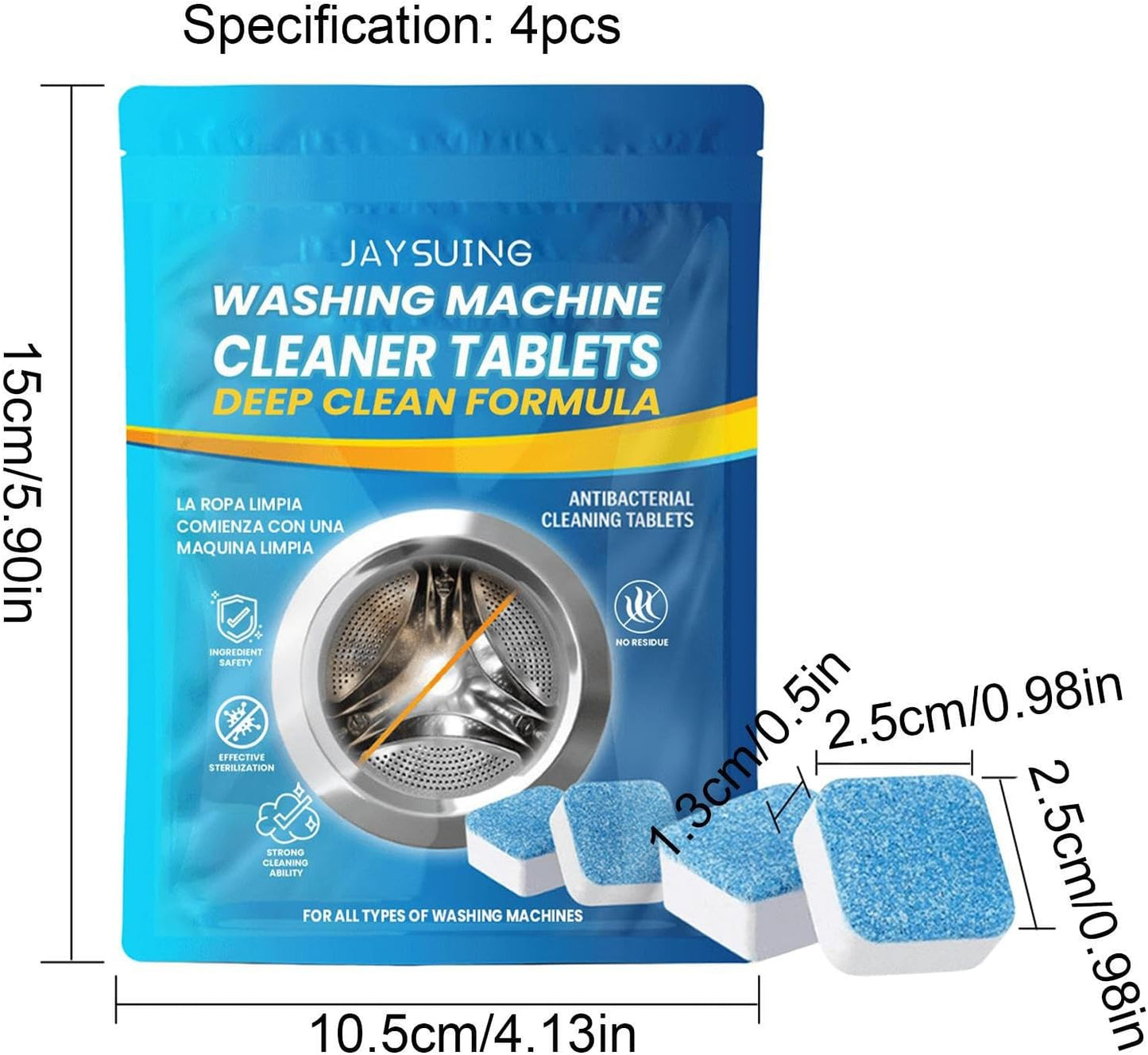 Cleaning Tablet Eliminate Odor, Deep Cleaning, Instant Clean for Front Load Washing Machine