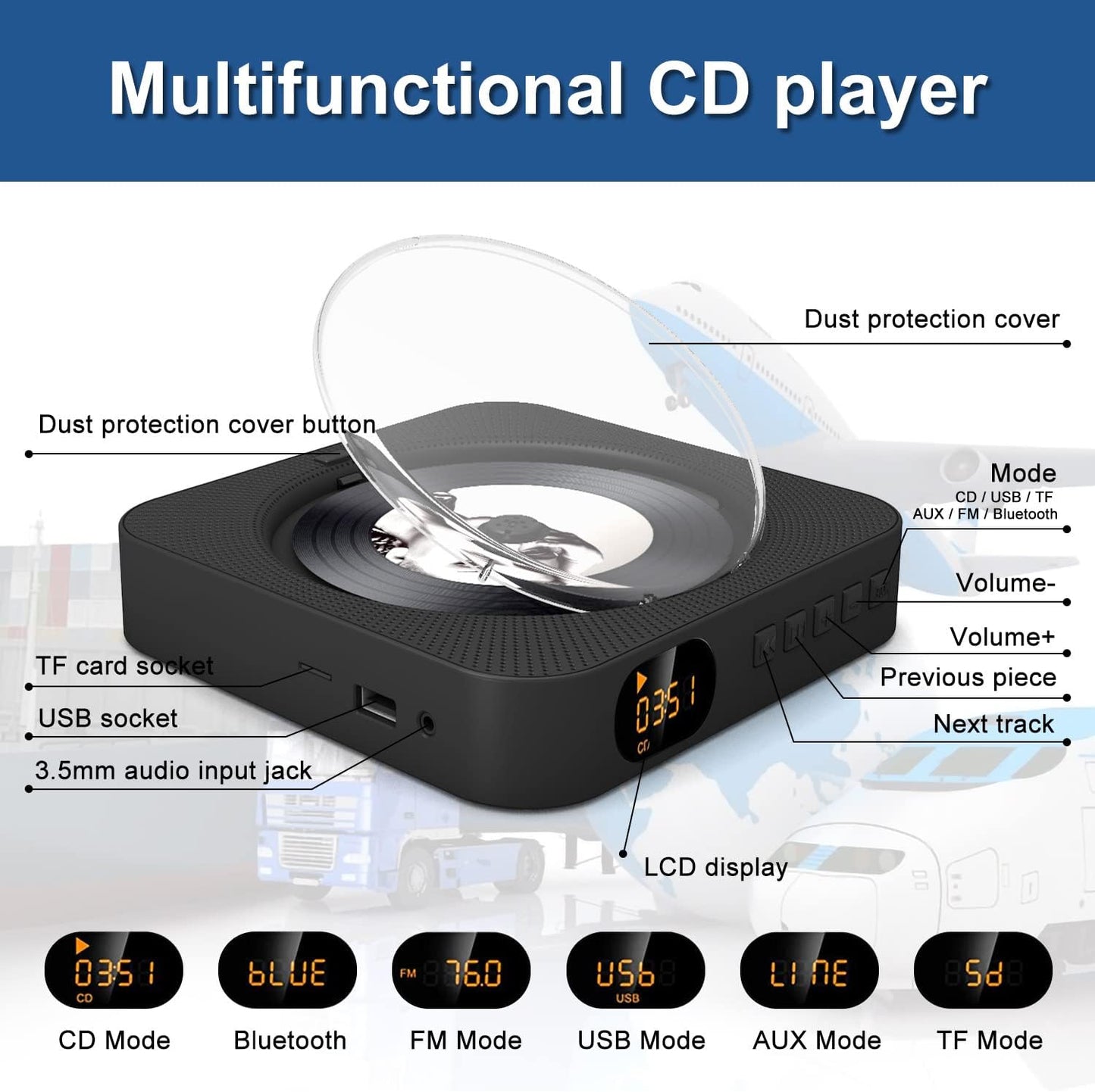 Portable CD Player Bluetooth Speaker