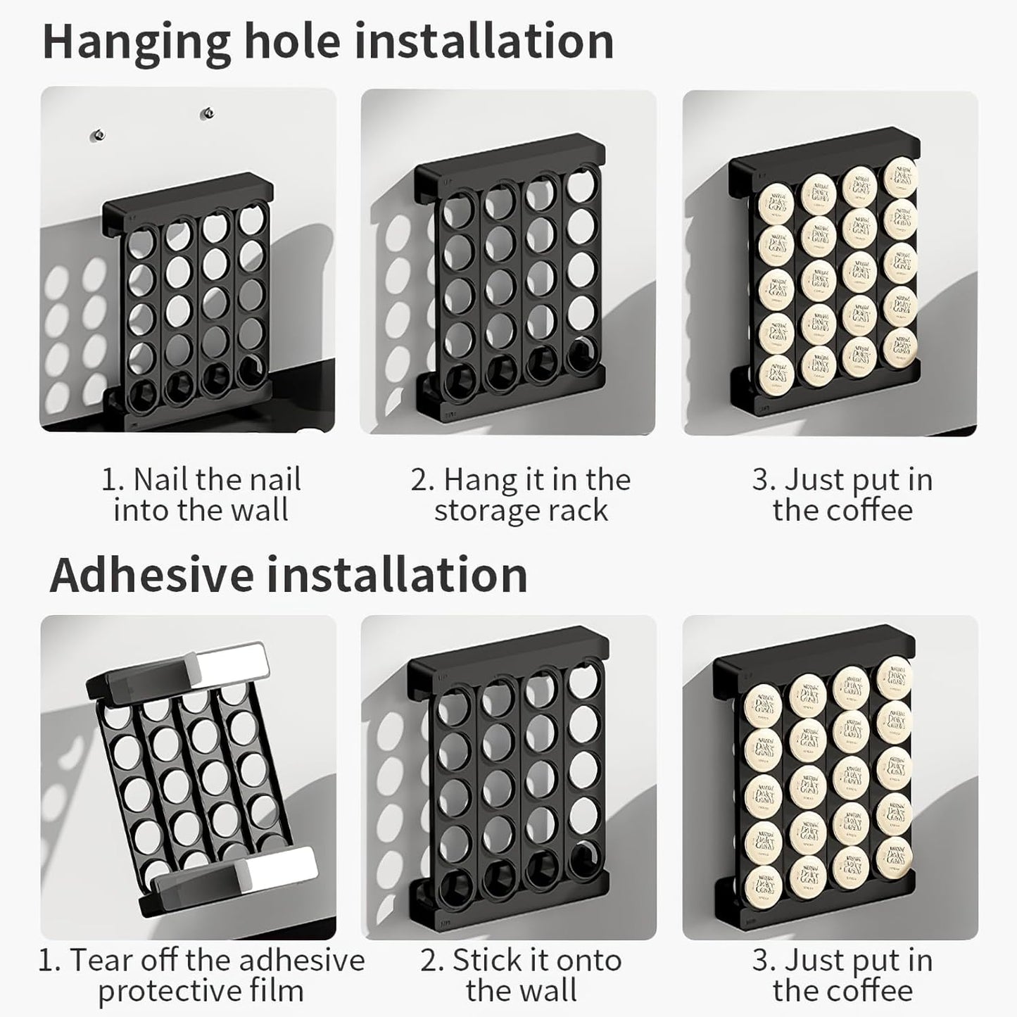 MHome Wall-Mounted Coffee Pod Storage Holder – Large Capacity Capsule Organizer