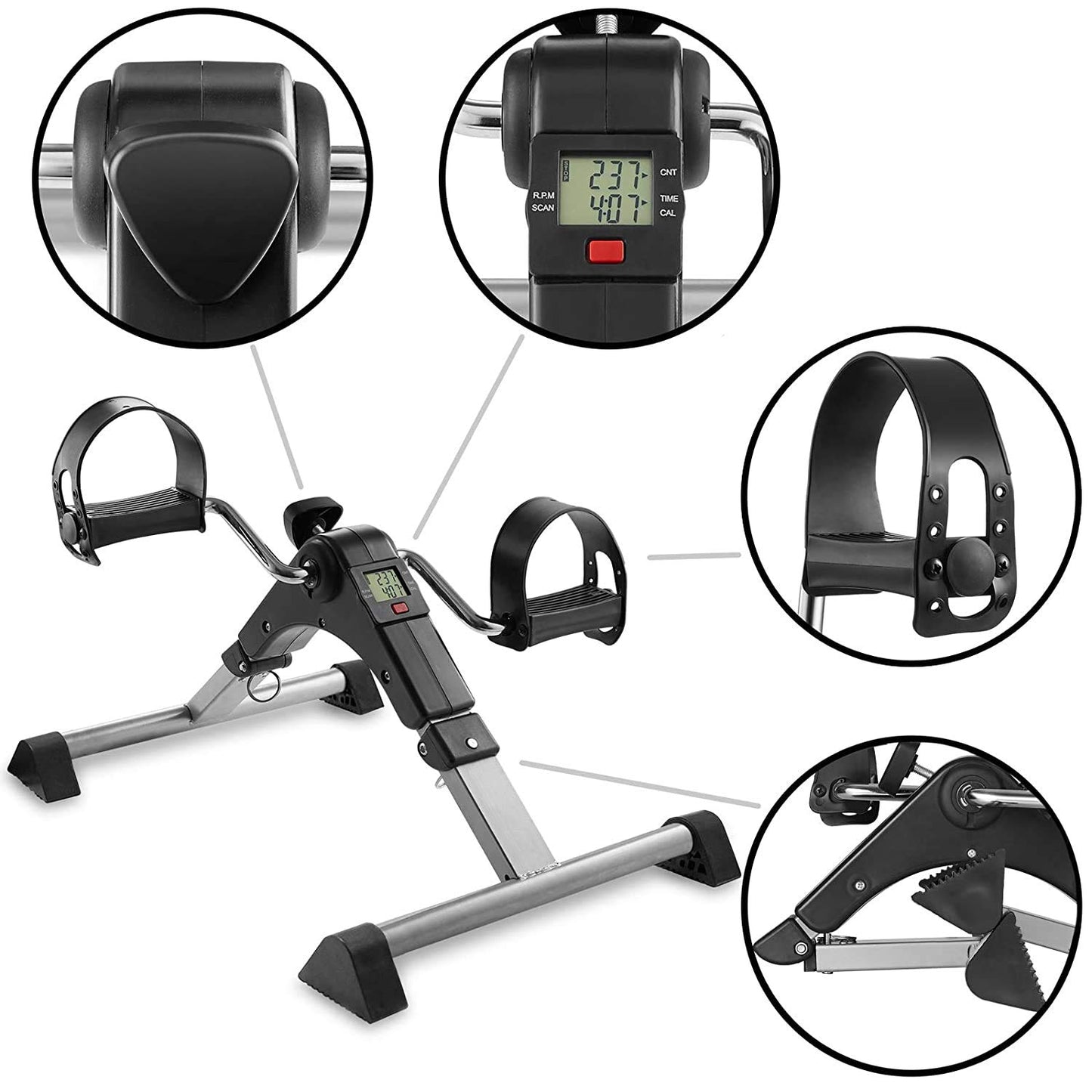 Portable Arm and Leg Foldable Pedal Exerciser Machine with Display