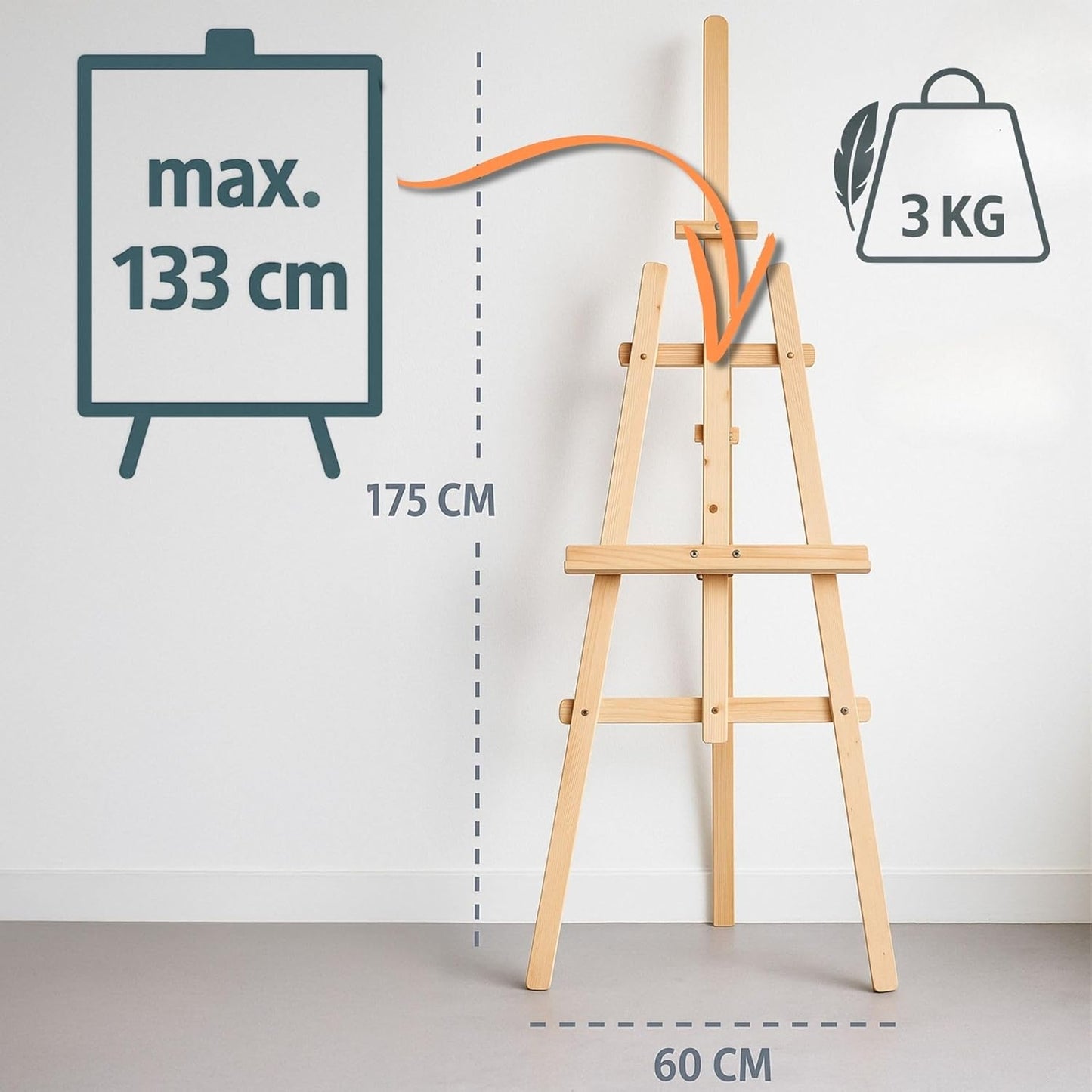 Wood Easel 175cm Adjustable Folding Canvas Stand Painting Display
