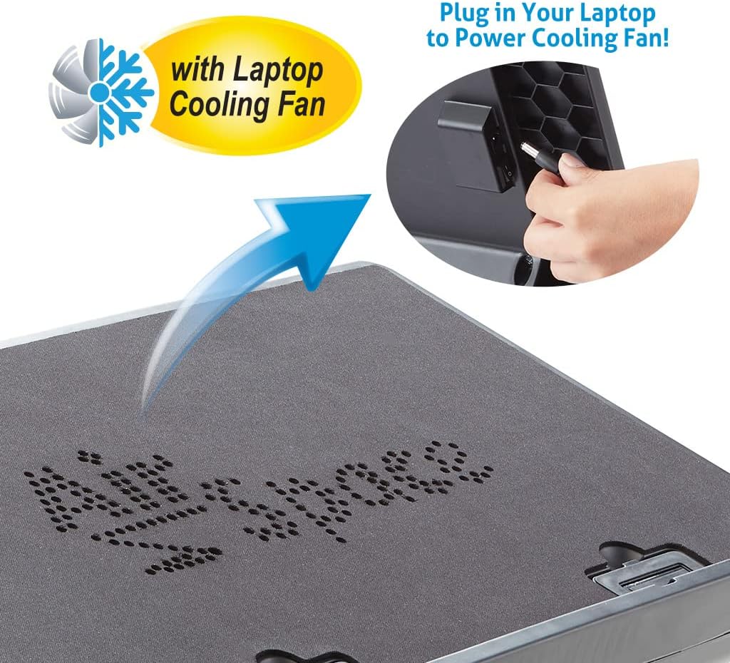 Air Space Adjustable Laptop Stand with Removable Mouse Pad & Cooling Fan