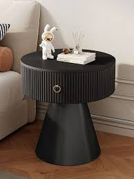 MFurn 
Round Nightstands with Porcelain Slab Tabletop Modern Nightstand with Storage Round Accent Table Bedside Table Sofa Side Table for Living Room