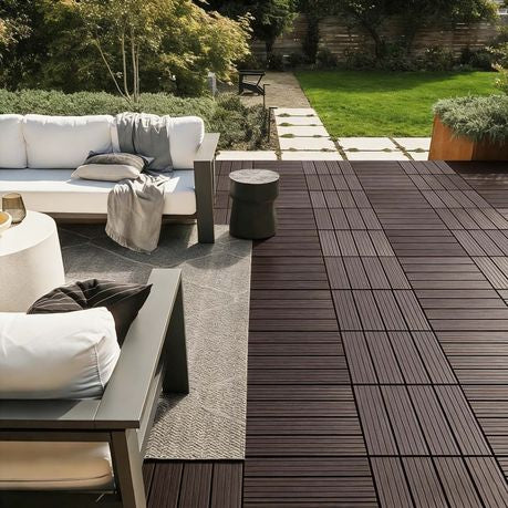 MHome Composite PVC Non-Slip Outdoor Decking Tiles 10pc Pack