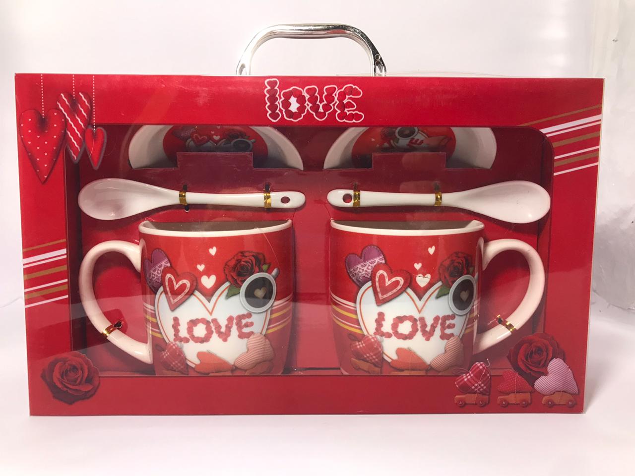 Valentine'S Day Couple Cup Gift Set With Saucer And Spoon